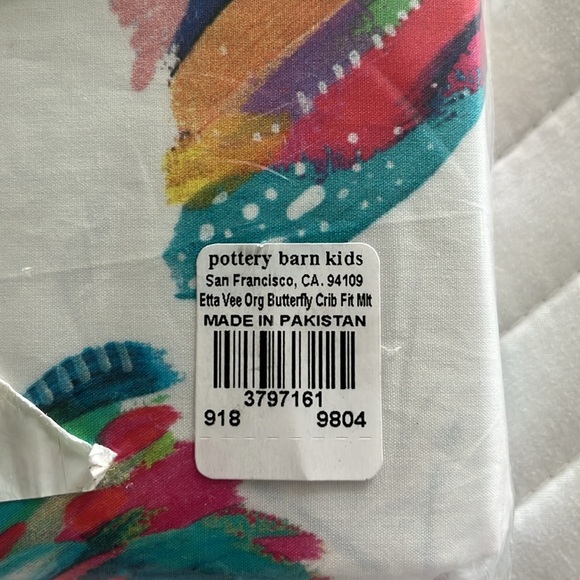 Pottery Barn Kids Etta Vee Butterly Organic Fitted Crib Sheet - New Sealed - Picture 3 of 4